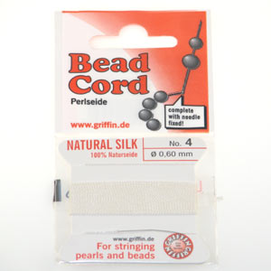 Griffin Bead Cord 100% Natural Silk White No.04 0.6mm Qty: 2 meters
