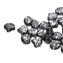 Load image into Gallery viewer, Czech Ginkgo Beads 7.5mm Jet Silver Splash Qty: 10g
