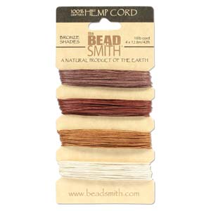 Hemp Bronze Shades Colors Card by The Beadsmith .55mm 10lb Qty:168 feet