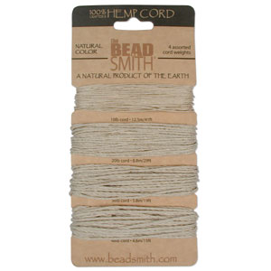 Hemp Natural Color Card by The Beadsmith Assorted Sizes Qty:104 feet