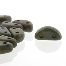 Load image into Gallery viewer, Czech Half Moon Beads 8x4mm White Matte Travertine Blue Qty:50 Strung