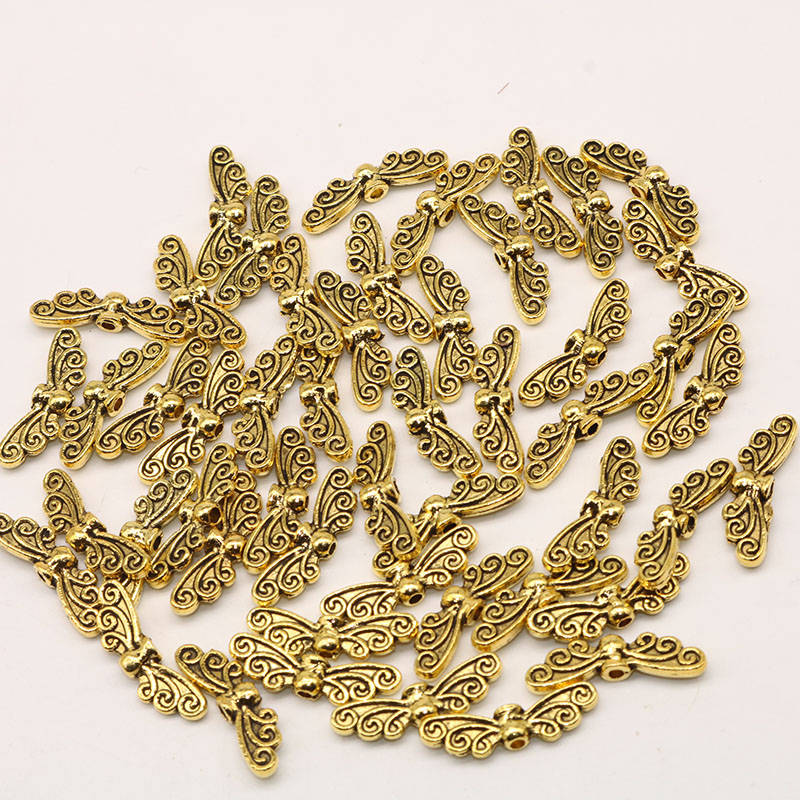 Antique Gold Plated Angel Wings 6x21mm Qty:1