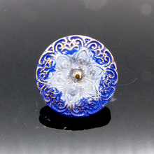 Load image into Gallery viewer, Czech Arabian Star Button Cobalt and Gold 18mm Qty:1
