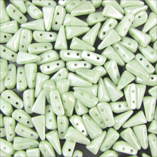 Load image into Gallery viewer, Czech Vexolo Beads 5x7mm White Green Luster Qty:20 beads *D*