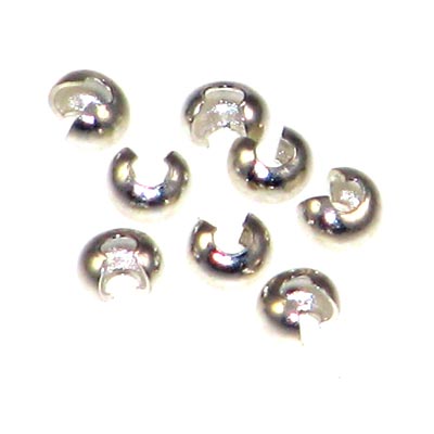 Silver Plated Crimp Covers 3mm Quantity:100