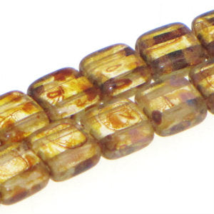 Czech Tile Beads 6mm Crystal Picasso Qty:25 Strung