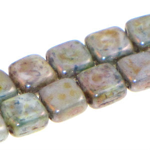 Czech Tile Beads 6mm Opaque Green Luster Qty:25 Strung