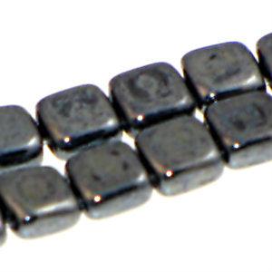 Czech Tile Beads 6mm Hematite Qty:25 Strung