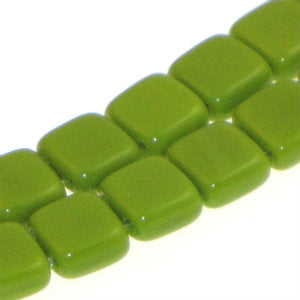 Czech Tile Beads 6mm Opaque Olive Qty:25 Strung