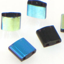 Load image into Gallery viewer, Miyuki Tila Beads 5mm 4555 Jet AB Qty:10g Tube