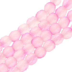 Czech Faceted Fire Polished Rounds 6mm Matte Lilac Rose Qty:25 strung