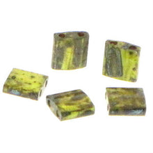 Load image into Gallery viewer, Miyuki Tila Beads 5mm 4519 Yellow Opaque Picasso Qty:10g Tube