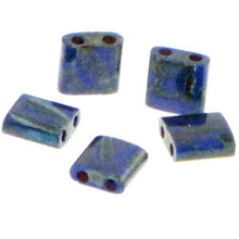 Load image into Gallery viewer, Miyuki Tila Beads 5mm 4518 Cobalt Opaque Picasso Qty:10g Tube