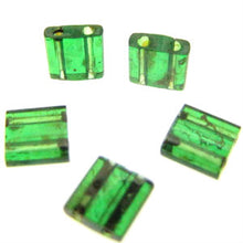 Load image into Gallery viewer, Miyuki Tila Beads 5mm 4507 Green Transparent Picasso Qty:10g Tube
