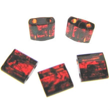 Load image into Gallery viewer, Miyuki Tila Beads 5mm 4504 Garnet Transparent Picasso Qty:10g Tube
