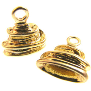 Gold Plated End Cap Wrapped Effect 16x13mm Qty:2