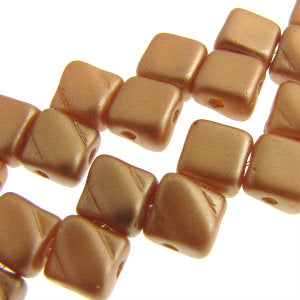 Czech Silky Beads 6mm Pastel Amber Qty:40 strung