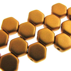 Czech Honeycomb Beads 6mm Matte Metallic Antique Brass Qty:30