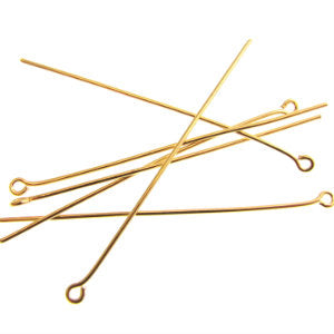 Gold Plated Eyepins 2in 020 Gauge Qty:100