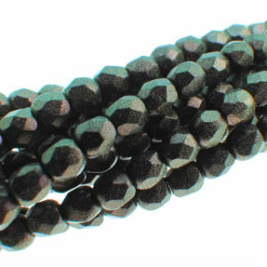 Czech Faceted Fire Polished Rounds 3mm Polychrome Denim Blue Qty:50 strung