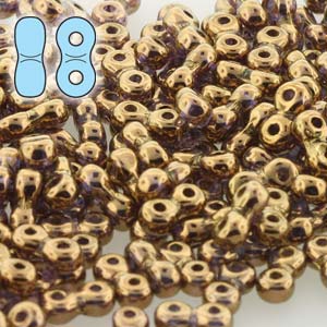 Czech Infinity Beads 4x8mm Gold Luster Qty:10 grams