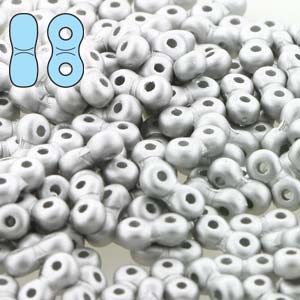 Czech Infinity Beads 4x8mm Matte Metallic Silver Qty:10 grams