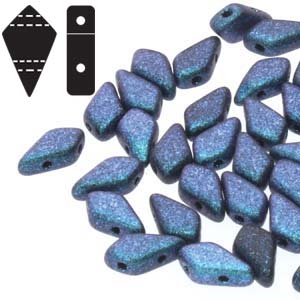Czech Kite Beads 9x5mm Polychrome Dark Capri Blue Qty: 10g