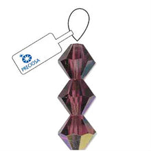 Load image into Gallery viewer, Preciosa 4mm Bicones Amethyst AB Qty:31 strung
