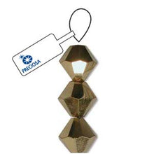 Load image into Gallery viewer, Preciosa 4mm Bicones Crystal Aurum Qty:31 strung