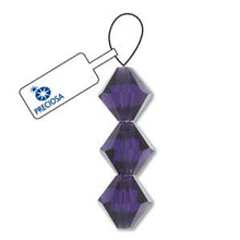 Load image into Gallery viewer, Preciosa 4mm Bicones Deep Tanzanite Qty:31 strung