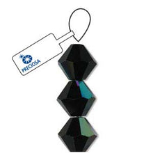 Load image into Gallery viewer, Preciosa 4mm Bicones Jet AB Qty:31 strung