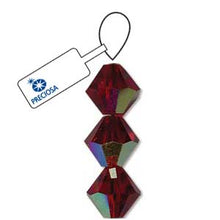 Load image into Gallery viewer, Preciosa 4mm Bicones Siam AB Qty:31 strung