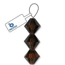 Load image into Gallery viewer, Preciosa 4mm Bicones Smoked Topaz Qty:31 strung