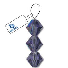 Load image into Gallery viewer, Preciosa 4mm Bicones Tanzanite AB Qty:31 strung