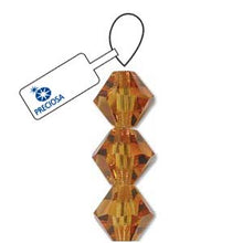 Load image into Gallery viewer, Preciosa 4mm Bicones Topaz Qty:31 strung