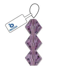 Load image into Gallery viewer, Preciosa 4mm Bicones Violet Qty:31 strung