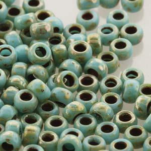 Czech Matubo Beads 7/0 Turquoise Blue Picasso Qty:10g