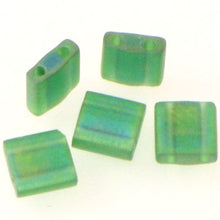 Load image into Gallery viewer, Miyuki Tila Beads 5mm 0146FR Green Matte AB Qty:10g Tube