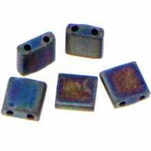 Load image into Gallery viewer, Miyuki Tila Beads 5mm 0401FR Black Opaque Matte AB Qty:10g Tube