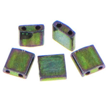Load image into Gallery viewer, Miyuki Tila Beads 5mm 0468 Green Iris Qty:10g Tube