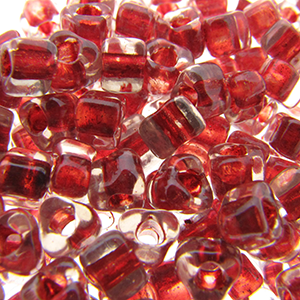 Miyuki Triangles 5/0 1554 Crystal/Sparkling Cranberry Lined Qty:10g