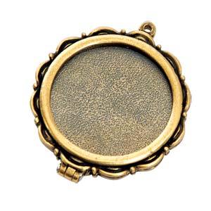 Patera Locket Large Scalloped 31mm Antique Gold *D* Qty:1