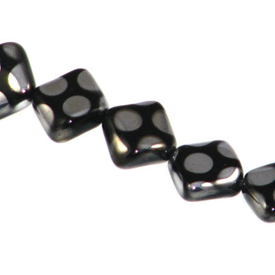 Czech Peacock Beads Diamond 8mm Opaque Black Labrador Qty:25