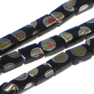 Czech Peacock Beads Tiny Flats 5X3.5mm Black Vitrail Med. Qty:40