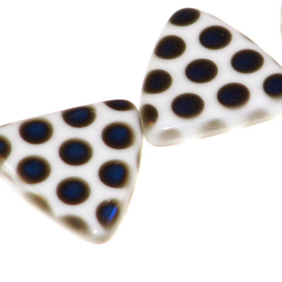 Czech Peacock Beads Triangles 17mm White Azuro Qty:12