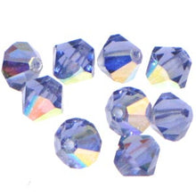 Load image into Gallery viewer, Preciosa 4mm Bicones Tanzanite AB Qty:31 strung