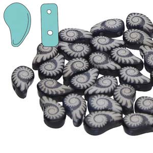 Czech Paisley Duos 8x5mm Black & White Lasered Shell Qty: 10g