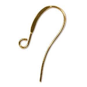Gold Plated Earring Hooks Long & Flattened 26mm Qty:12