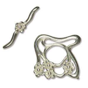 Silver Plated Toggle Wavy Flower 19mm Qty:1