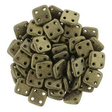 Load image into Gallery viewer, Czech QuadraTiles 6mm Metallic Suede Gold Qty:10 grams